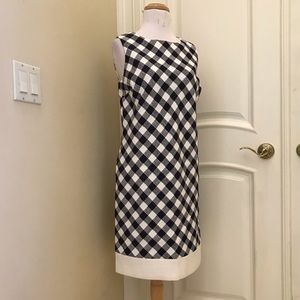NWOT Brooks Brothers textured woven navy and white classic shift dress